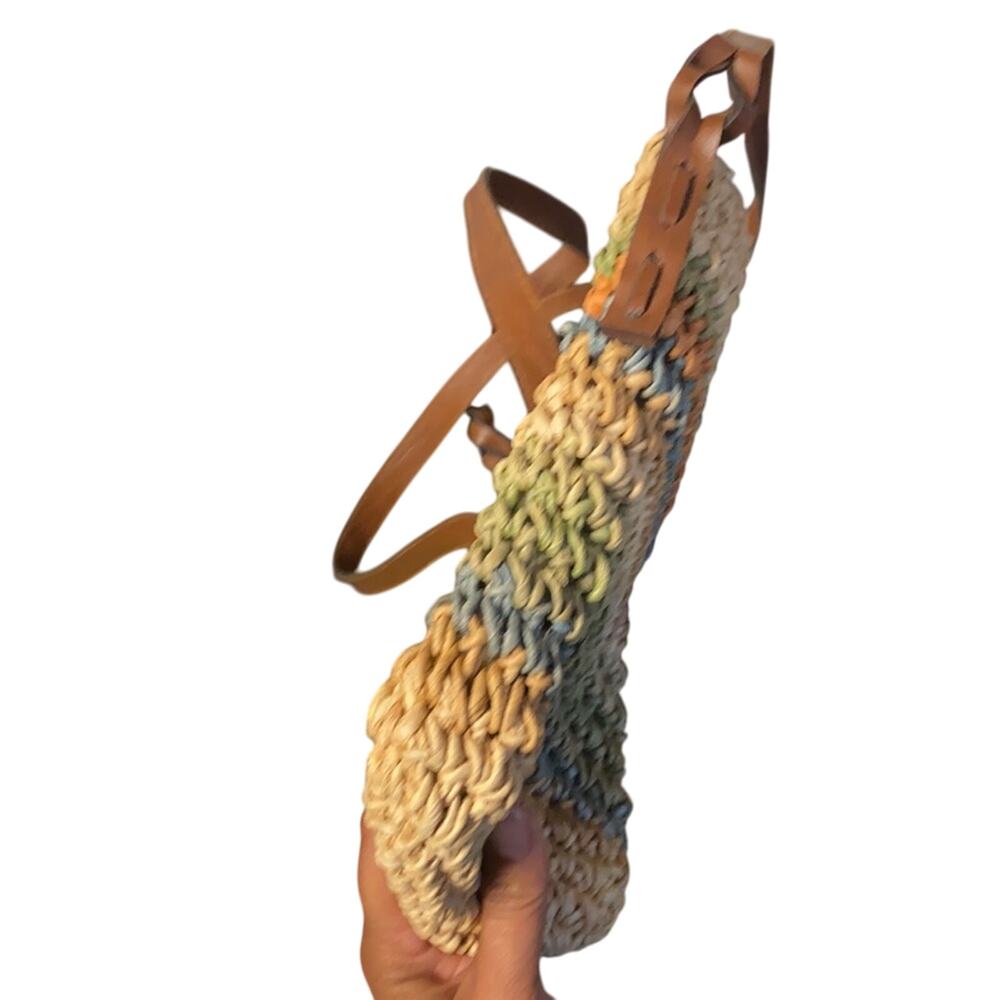 Vintage basket woven crossbody bag faux leather summer bohemian festival coastal - Picture 4 of 6